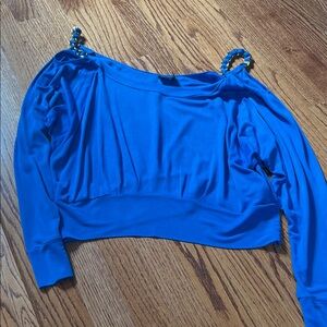 D&G Vibrant Blue Off-Shoulder Crop Top